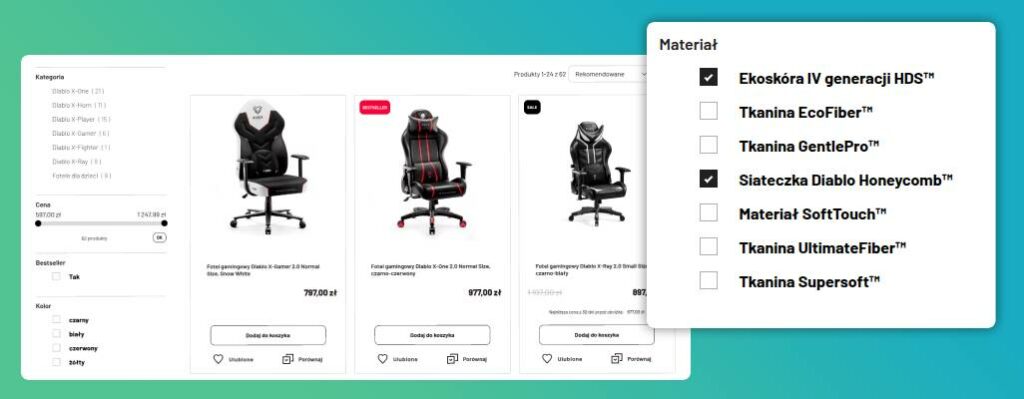 Nawigacja fasetowa w e-commerce.